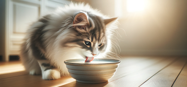 kot pijący mleko